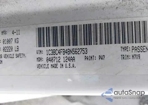 2011 Chrysler 200 Lx from USA, damaged, VIN 1C3BC4FB4BN562753